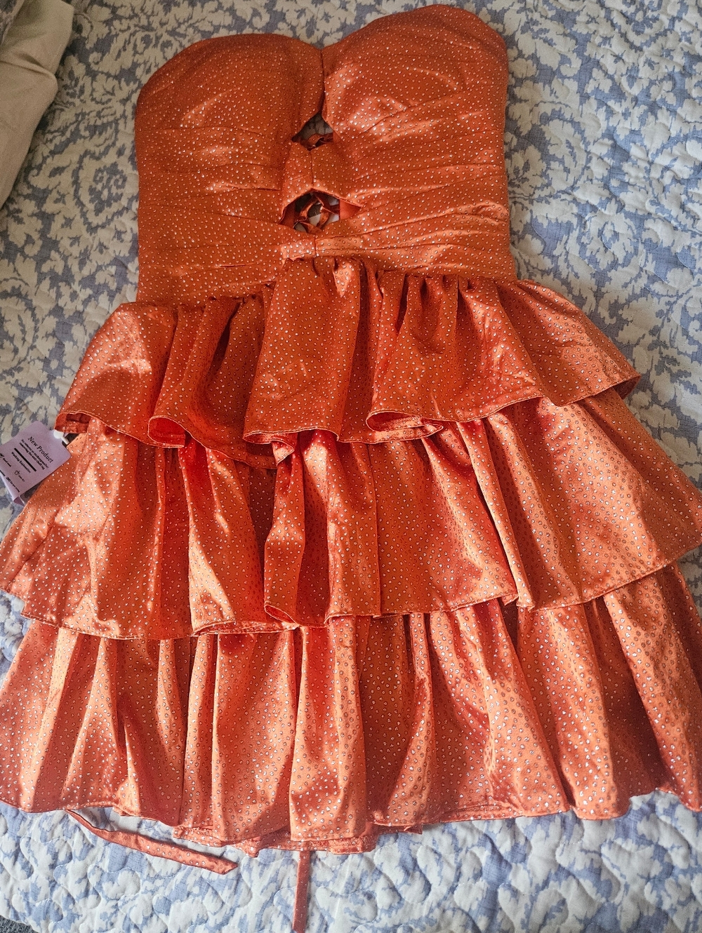 Strapless Tiered Ruffle Mini Dress in Bright Orange